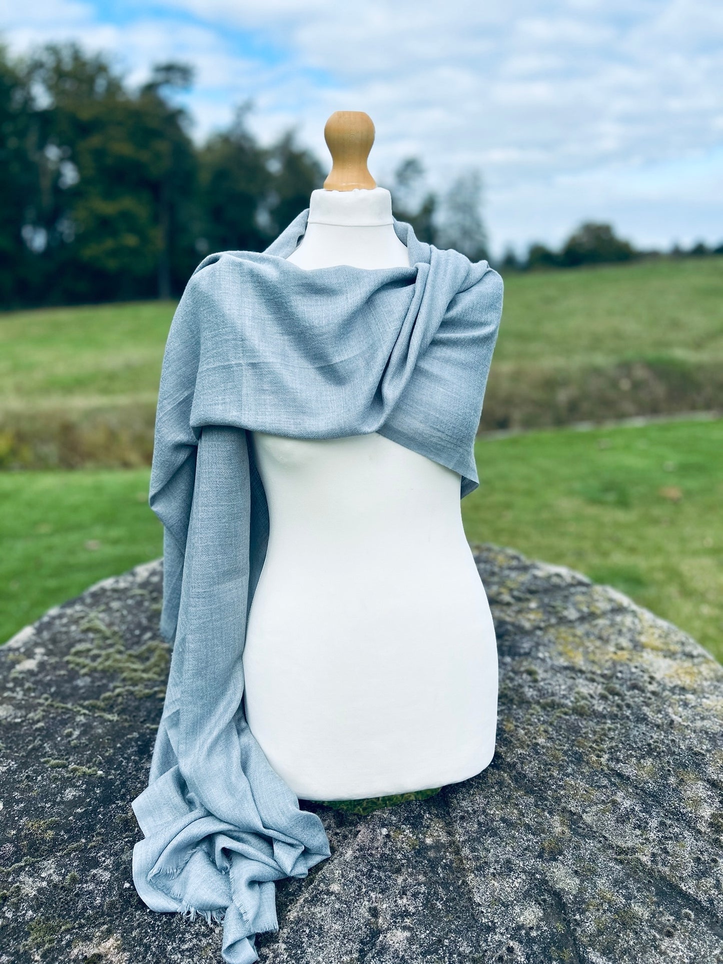 Silver-Blue Angora Scarf