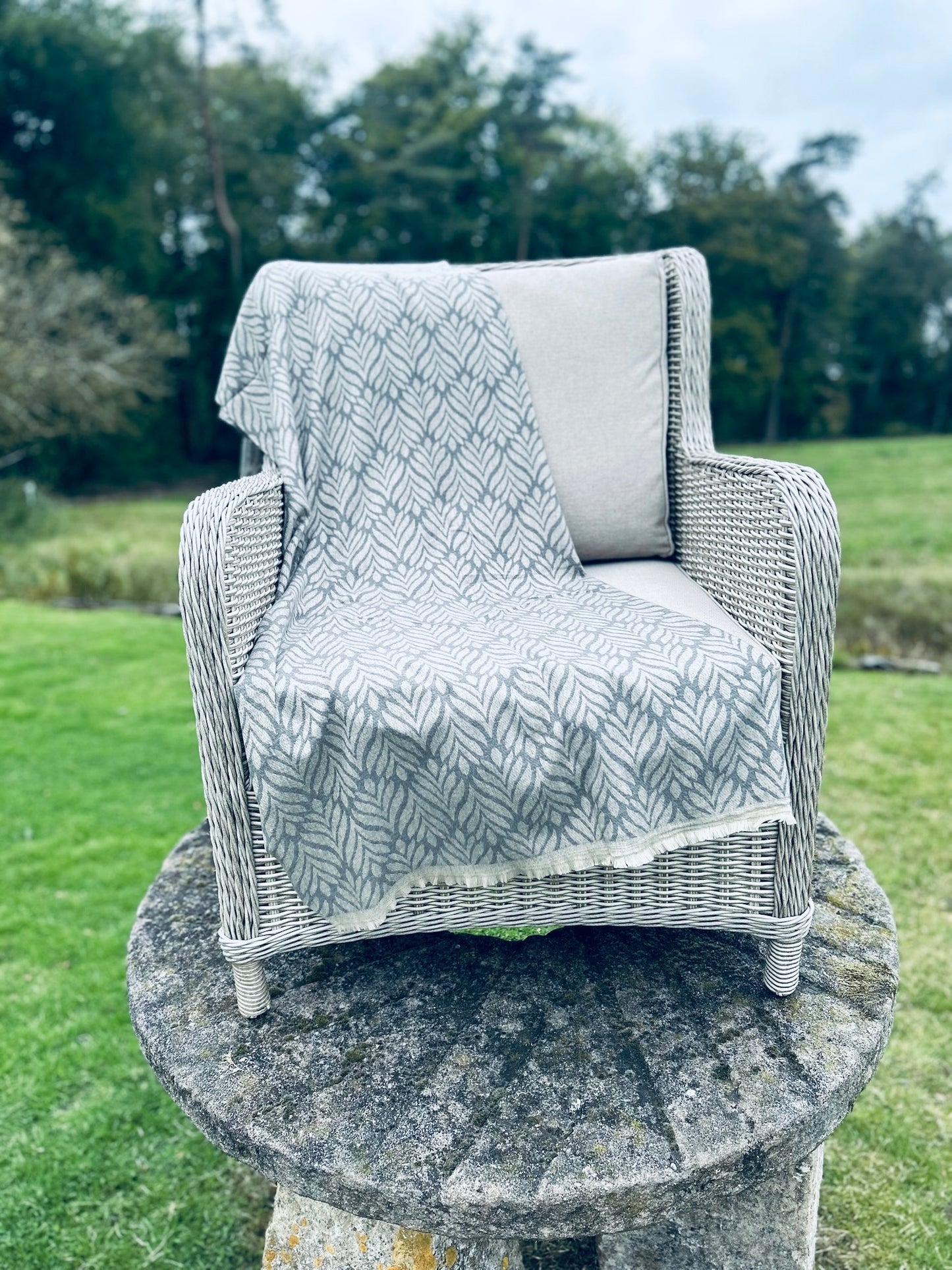 Pewter Fronds Cashmere Wrap
