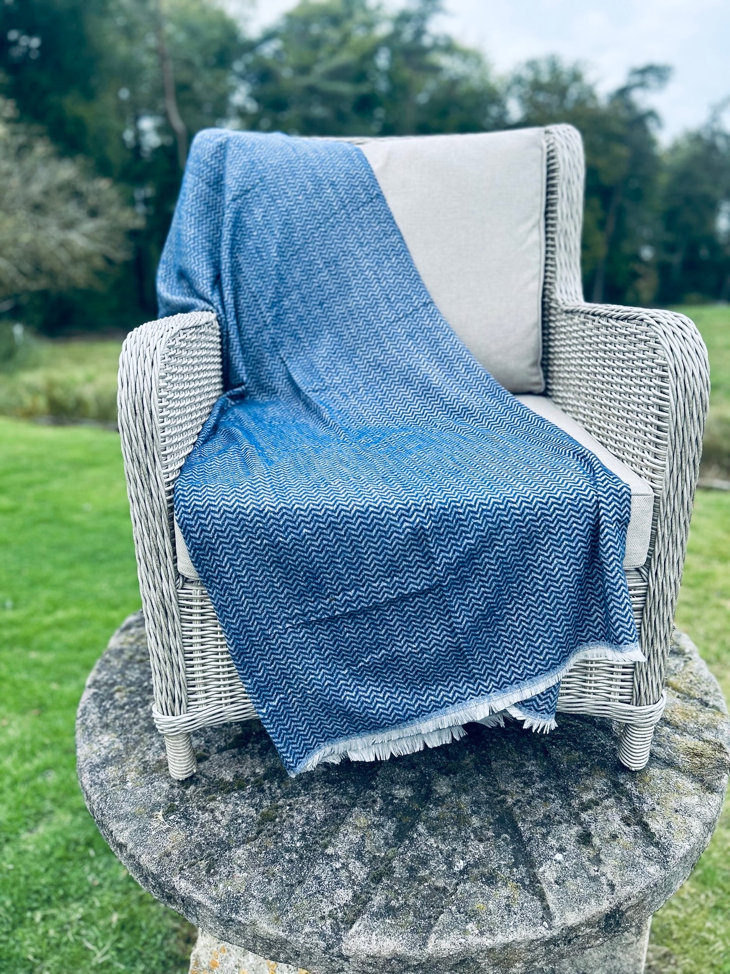 Blue Chevron Cashmere Wrap