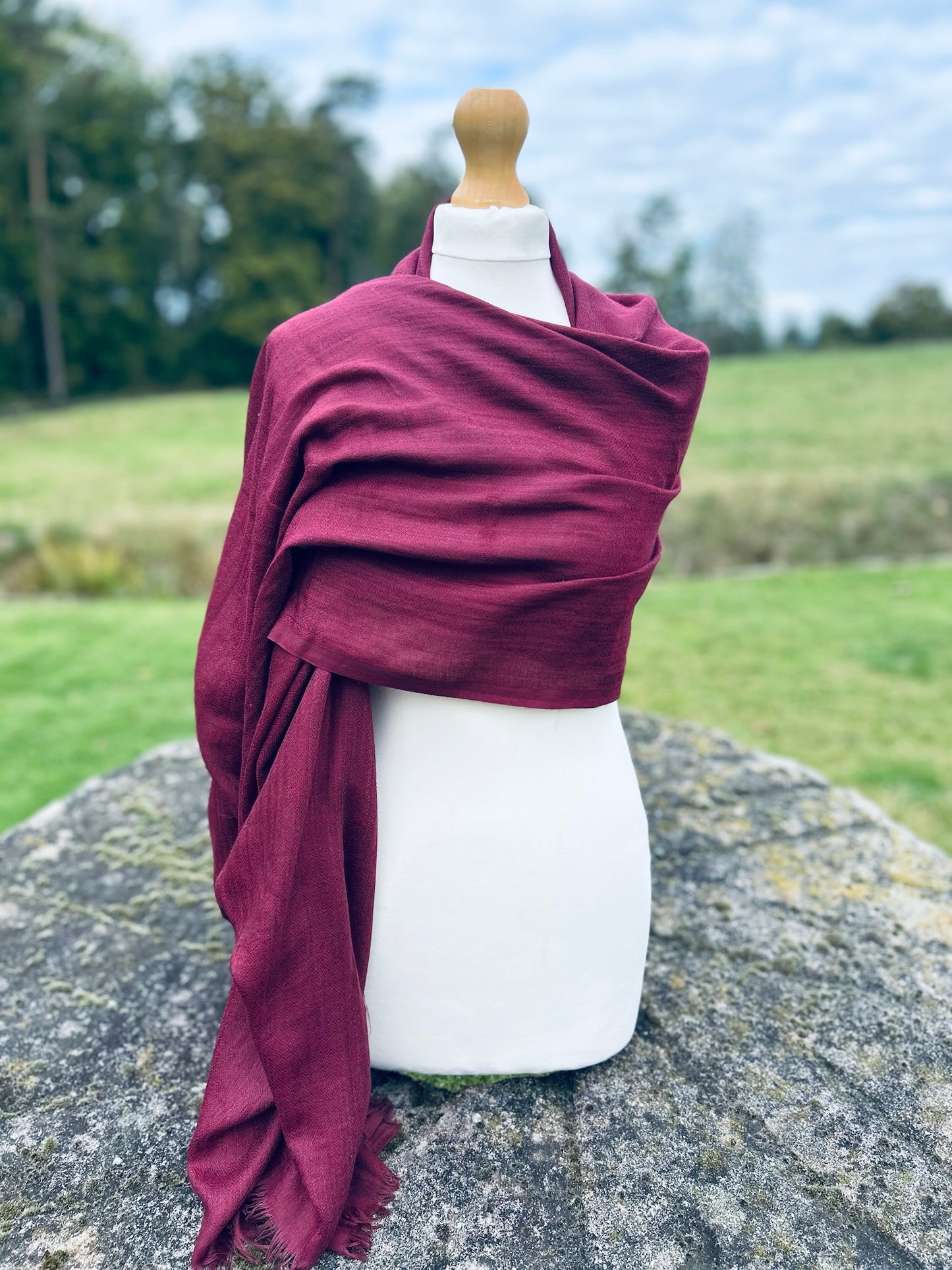Burgundy Angora Scarf