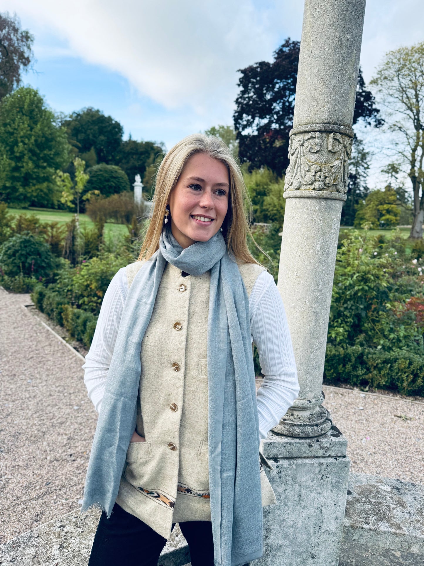 Silver-Blue Angora Scarf
