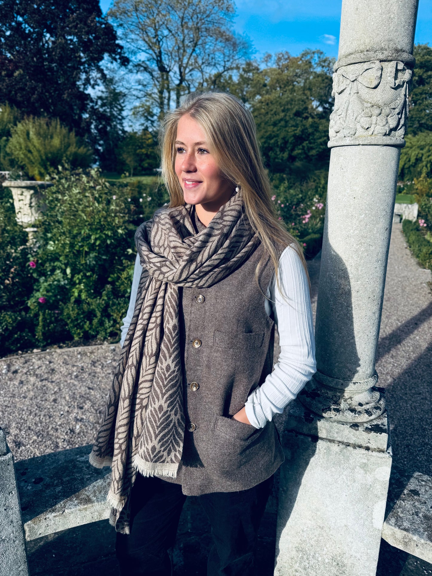 Cocoa Fronds Cashmere Wrap