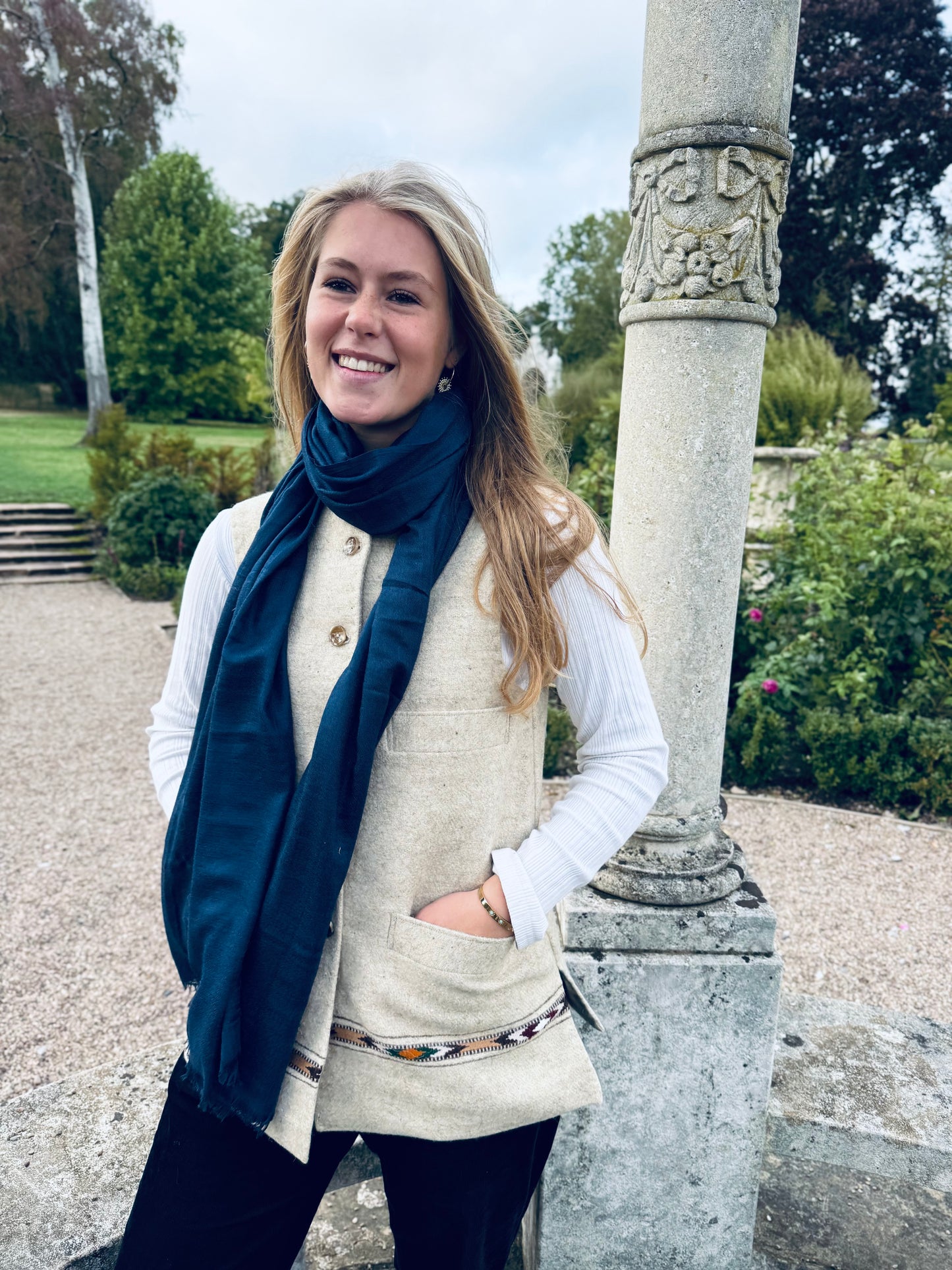 French-Navy Angora Scarf