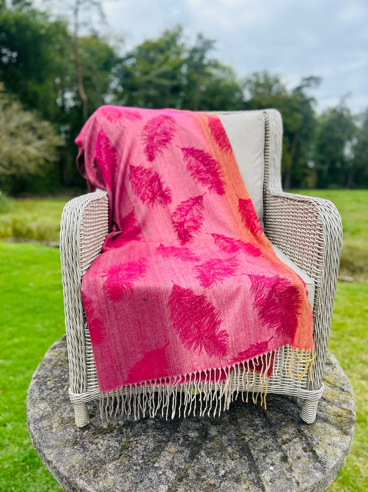 Pink Leaf Cashmere Wrap