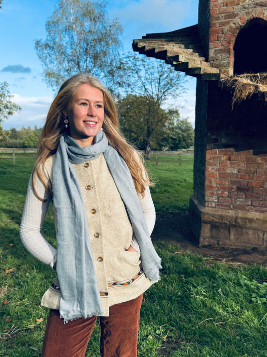 Silver-Blue Angora Scarf