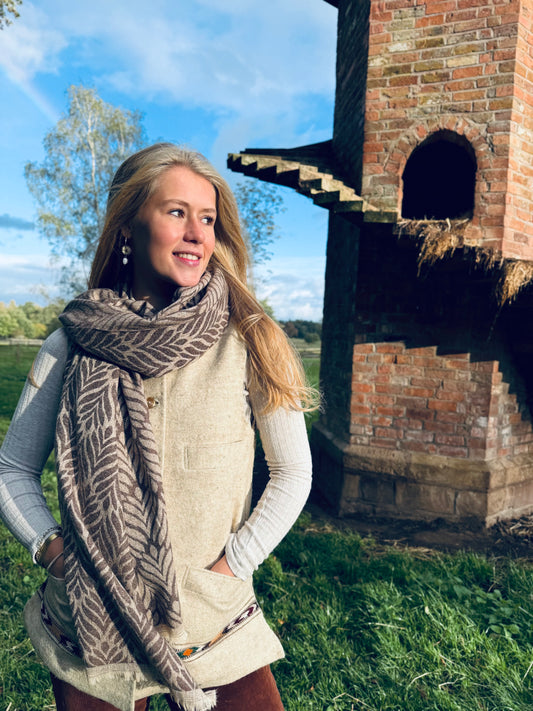 Cocoa Fronds Cashmere Wrap