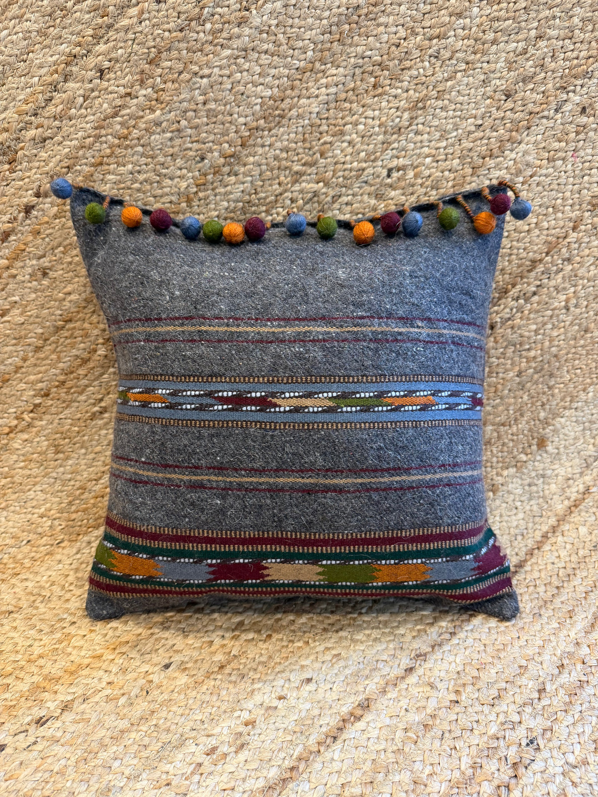 Gharo Grey Square Cushion Cover