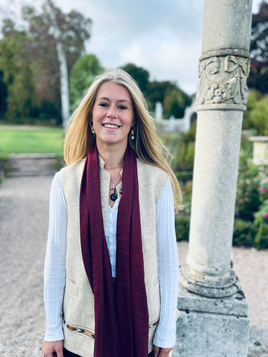Burgundy Angora Scarf
