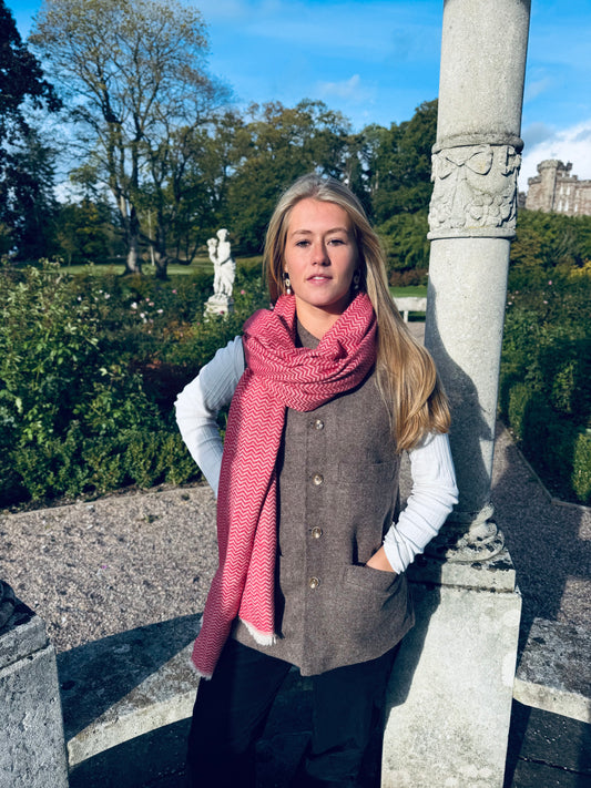 Pink Chevron Cashmere Wrap
