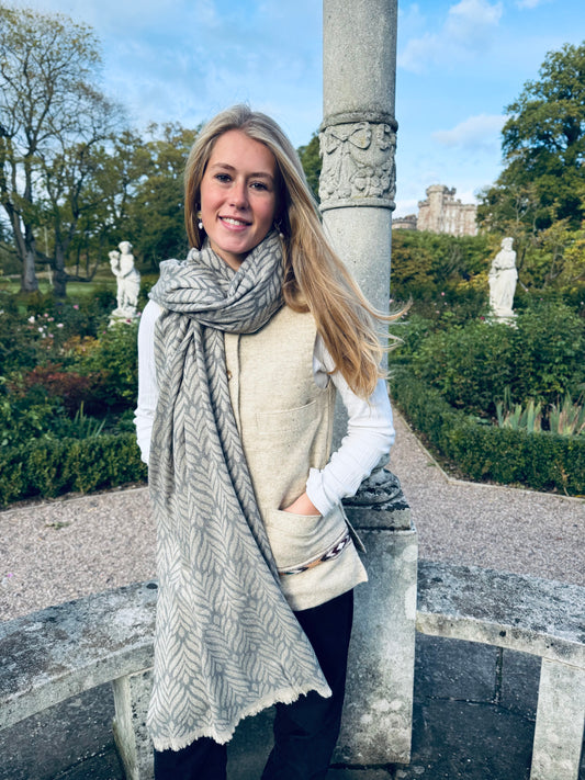 Pewter Fronds Cashmere Wrap