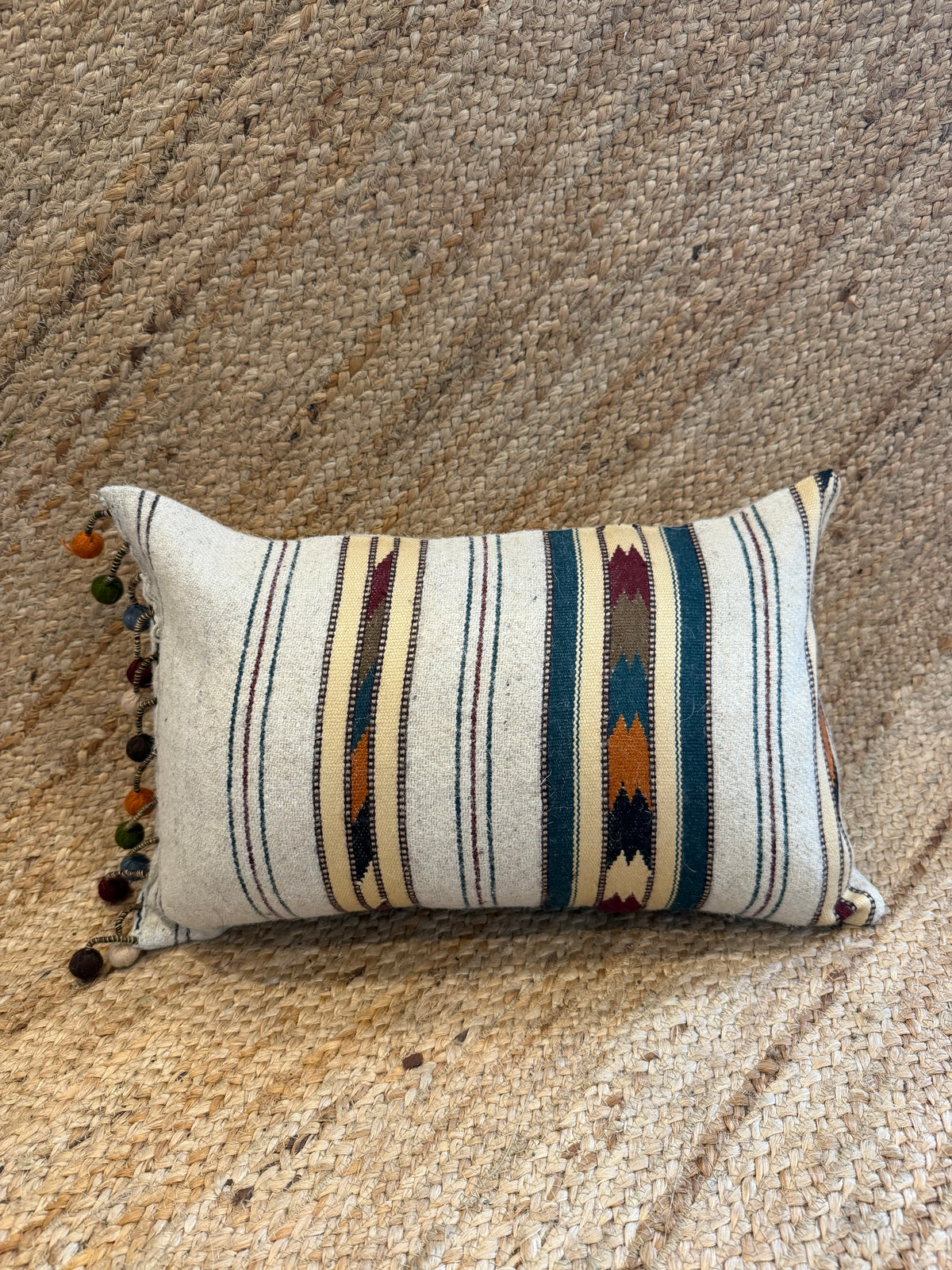 Inzar Ivory Oblong Cushion Cover