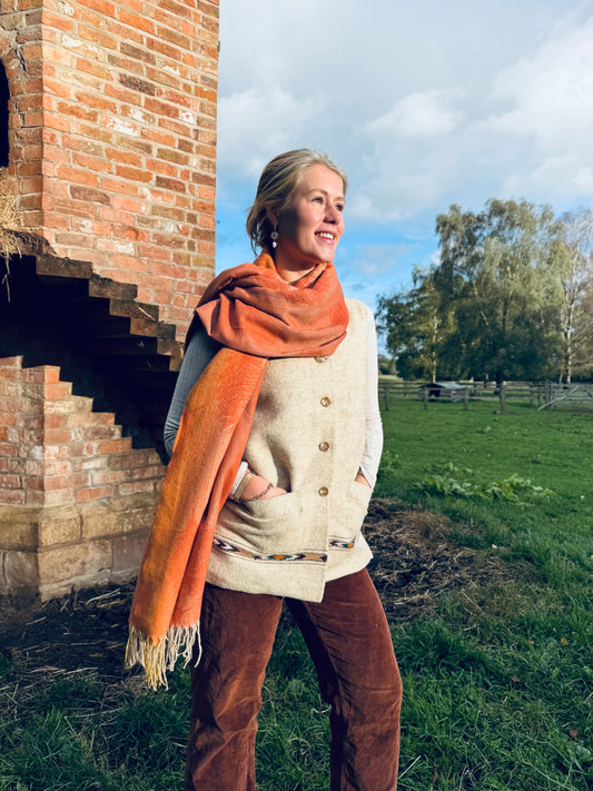 Orange Leaf Cashmere Wrap