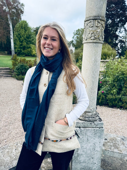 French-Navy Angora Scarf