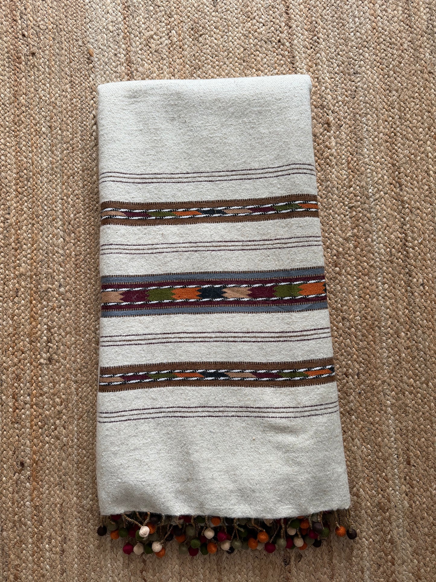 Inzar Ivory Bobble Throw
