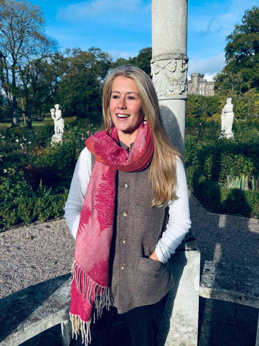 Pink Leaf Cashmere Wrap
